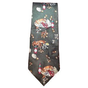 Men's Novelty Tie Tabasco Crab  USA 100% Silk 57" Deep Green